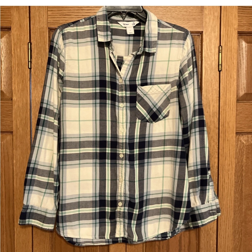 Old Navy Women's Cropped Classic Button-Down Shirt Large